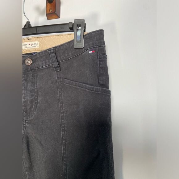 Vintage Tommy Flare Jeans Black Y2K Low Rise Denim Festival Emo Western Cargo 5 - Picture 3 of 15